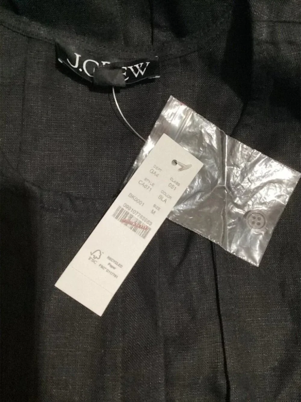 NWT J. Crew Seamed linen dress with removable belt, Black, Size Medium